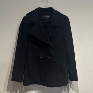 Women's Black Peacoat Fleet Street Ltd‎ Wool Jacket Size Medium